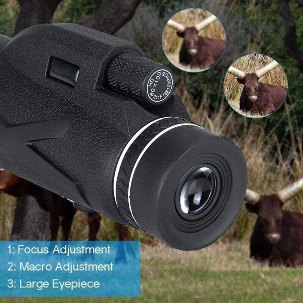 80X100 Monocular Telescope BAK4 Optical Prism Waterproof HD Telescope For Outdoor Birdwatching High Definition Night View