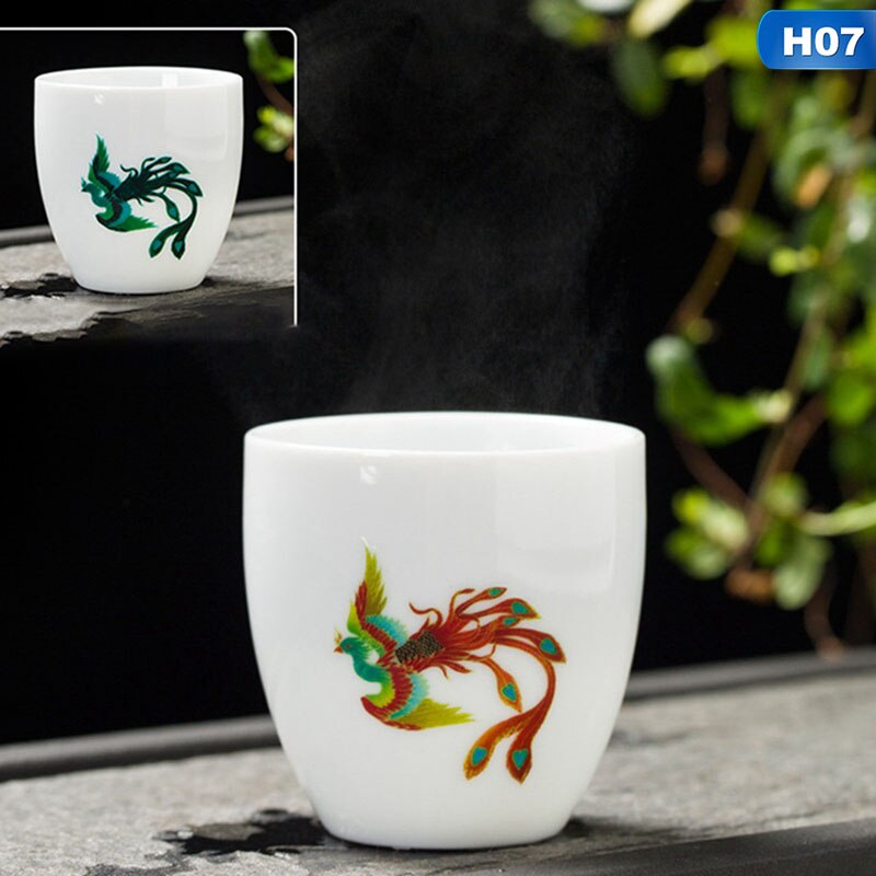 Magic Sakura Tea Cup And Cold Double Sense Color Changing Ceramic Tea Cup Ceramic Tea Set: H07