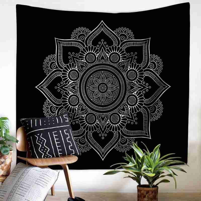 Mandala Flower Polyester Square Tapestry Wall Hanging Boho For Home Yoga Decor Decoration Wall Throw Carpet Mat Blanket Bed V0C5