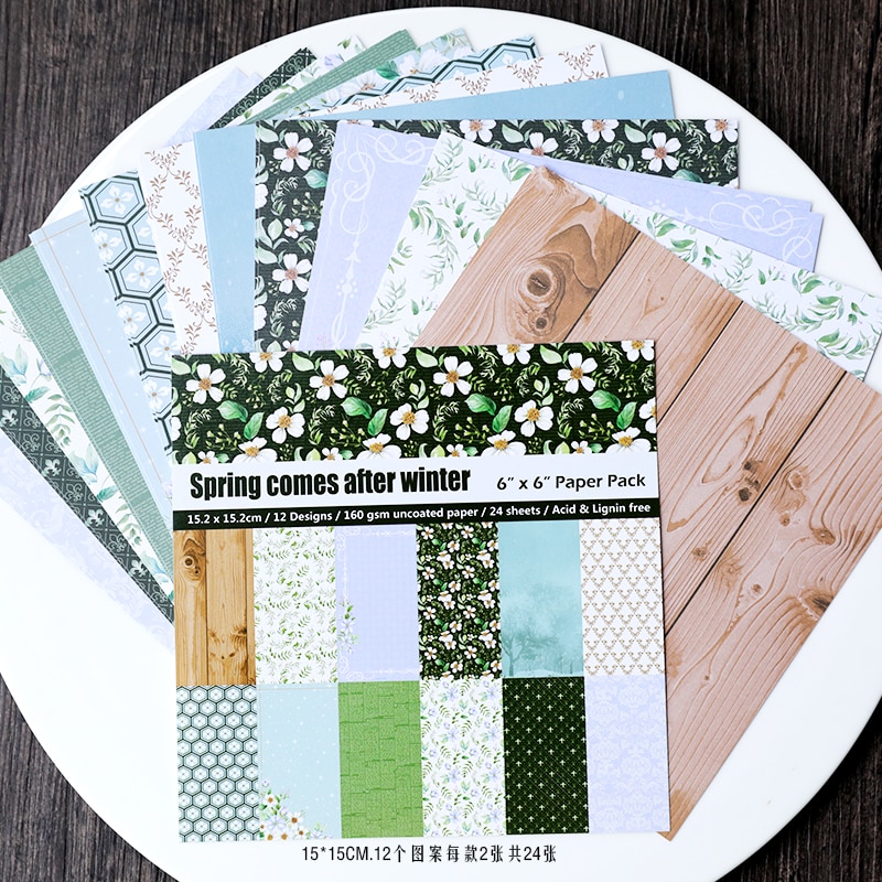 KLJUYP 12 Sheets Spring Scrapbooking Pads Paper Origami Art Background Paper Card Making DIY Scrapbook Paper Craft