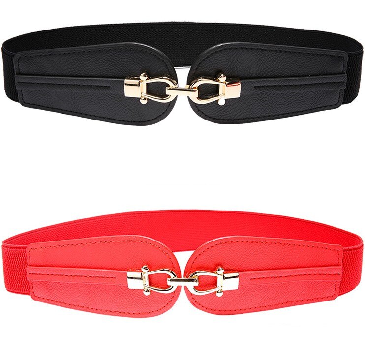 Mode Zwarte Cumberbanden Dame Brede Elastische Lederen Riem Jurk Jas Buikband Ceinture Luxe Gordel Rode Vrouwen