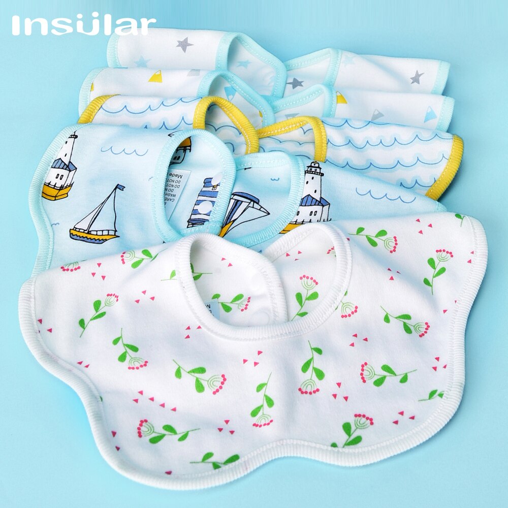 Insular Cartoon Print Baby Slabbetjes 360 Graden Draaibare Bandana Bib Waterdicht Eenvoudig Te Reinigen Speeksel Handdoeken Baby Kant Burp Doek