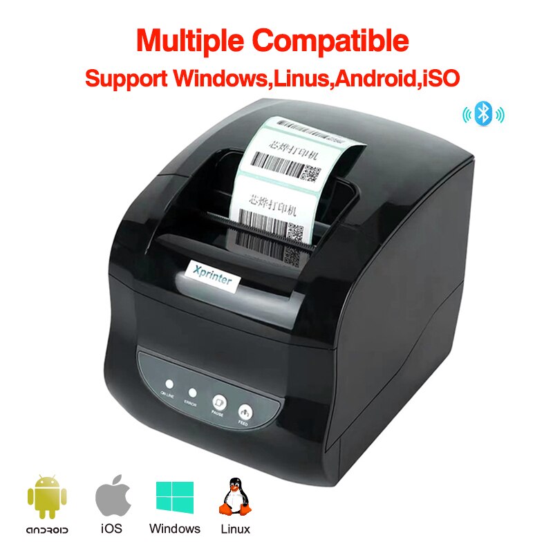 Xprinter Bluetooth Ontvangsten Barcode Label Printer Sticker 58Mm 80Mm Thermische Printer Voor Mobiele Android Iso Windows Linux Syster