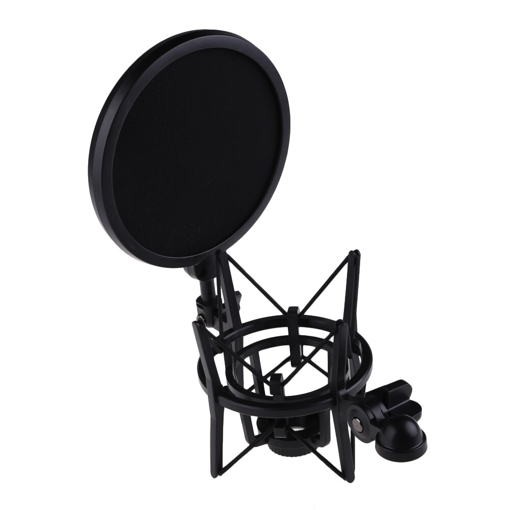 Microphone Mic Shock Mount with Pop Shield Filter Screen adjustment and precise positioning mic stand holder