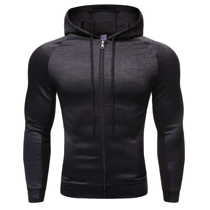 Hooded Fitness Sport Jas Heren Sneldrogende Running Jas Rits Hoodie Sweatshirt Sportkleding Fitness Hoodie Trainingspak: Dark gray(no logo) / Asian XL