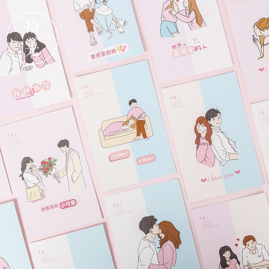 30 Sheets/Set Novelty Happy Valentine's Day Postcard Greeting Card Message Card Birthday Card