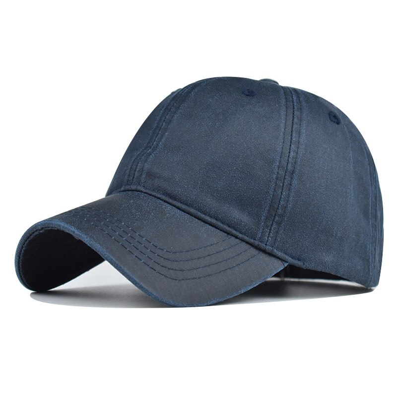 Vasket imiteret læder kasket herre bomuld ren farve baseball kasket til kvinder gorra bone hatte far hat snapback kasketter: 04