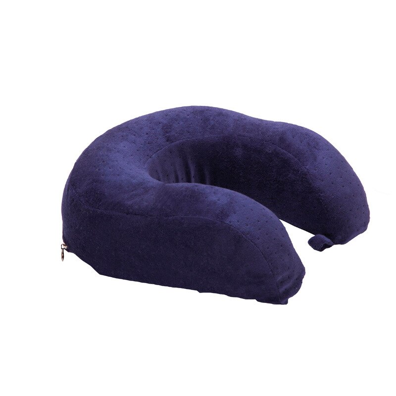 SleepWish U-shaped Pillow Airplane Travel Pillow Comfortable Cushion Memory Foam Neck Car Bedding Pillows: Dark Blue