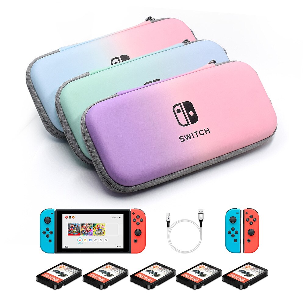 Bolsa de almacenamiento protectora para Nintendo Switch, estuche rígido de viaje portátil con gradiente de macarrón para accesorios de Switch NS