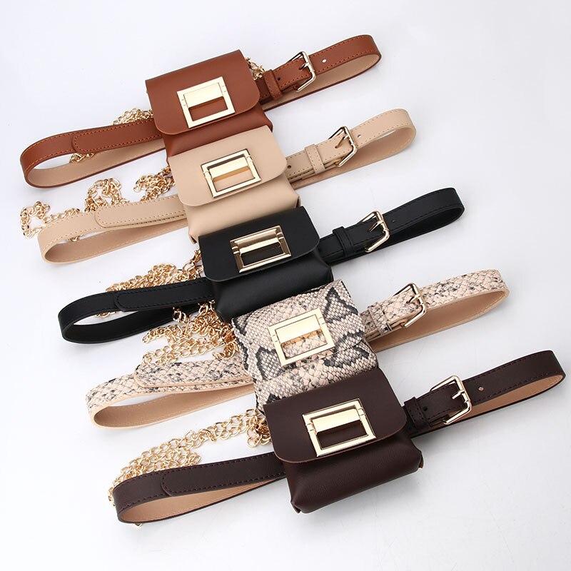 Heuptasjes vintage heuptasjes telefoontasje heuptasje van pu-leer vintage dames heuptas schoudertas met ketting