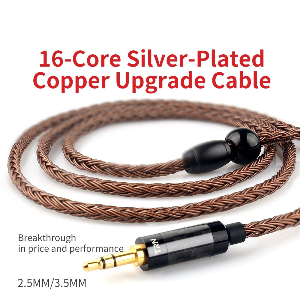 Trn  t2 upgrade 16 -aderige verzilverde kabel 3.5 2.5 0.75 0.78 mmcx-connectorkabel voor trn  v90 v80 x6 a10 zs10 as16- oortelefoon