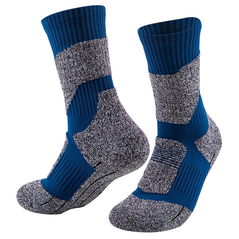 Männer Baumwolle Athletische Socken Dicken Kissen Atmungsaktive Sport Wandern Bergsteigen Ski Socken Dicke Winter Thermische Besatzung Socken: Blau