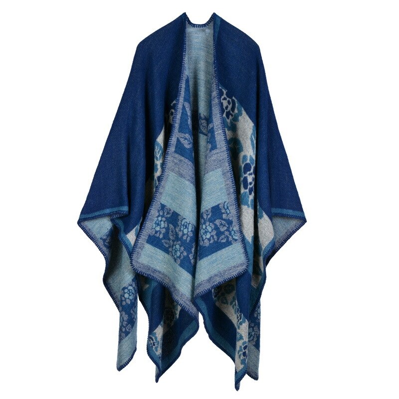 Hiver femmes réversible surdimensionné couverture Plaid pull Poncho Cape châle et enveloppes Cardigans épaissir pashmina écharpe: 17