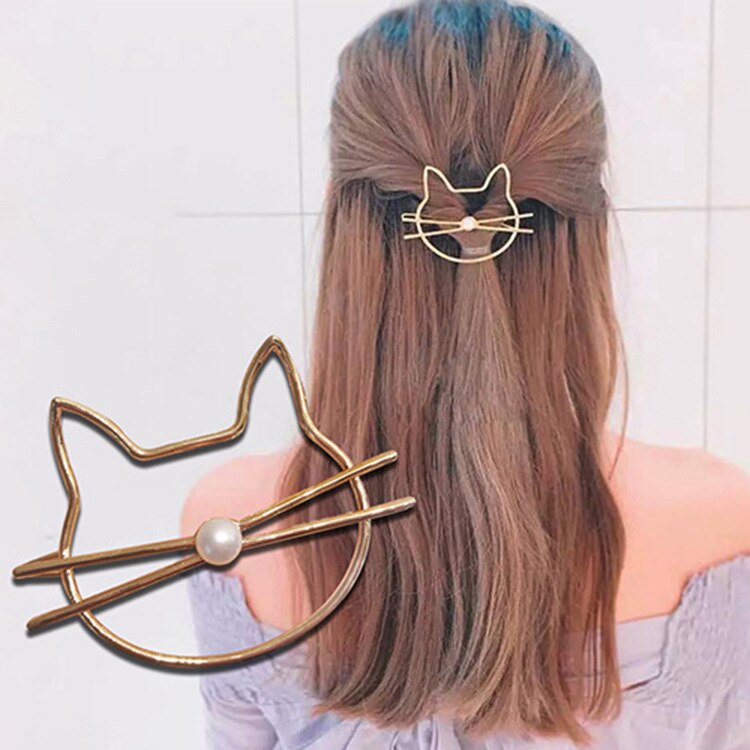 Böhmen Feder Brötchen Für Frauen Haar Zubehör Haar Stock Silbrig Hochzeit Haar Stifte Weibliche Jahrgang Schmuck Brötchen Frikadelle Kopf: Gold Katze