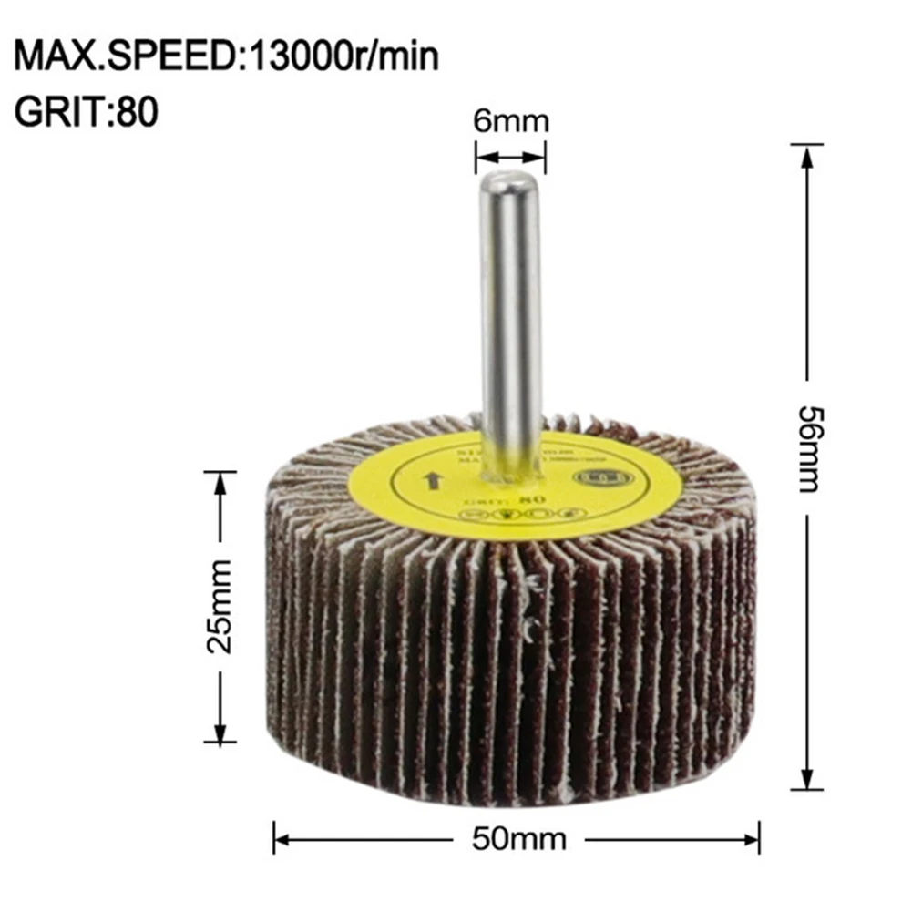 Ruedas de pulido con solapa de lijado, disco de lijado, papel de lija, vástago de 6mm, cabezal de muela abrasiva de grano 80 para herramienta rotativa, 1 ud.: Blanco