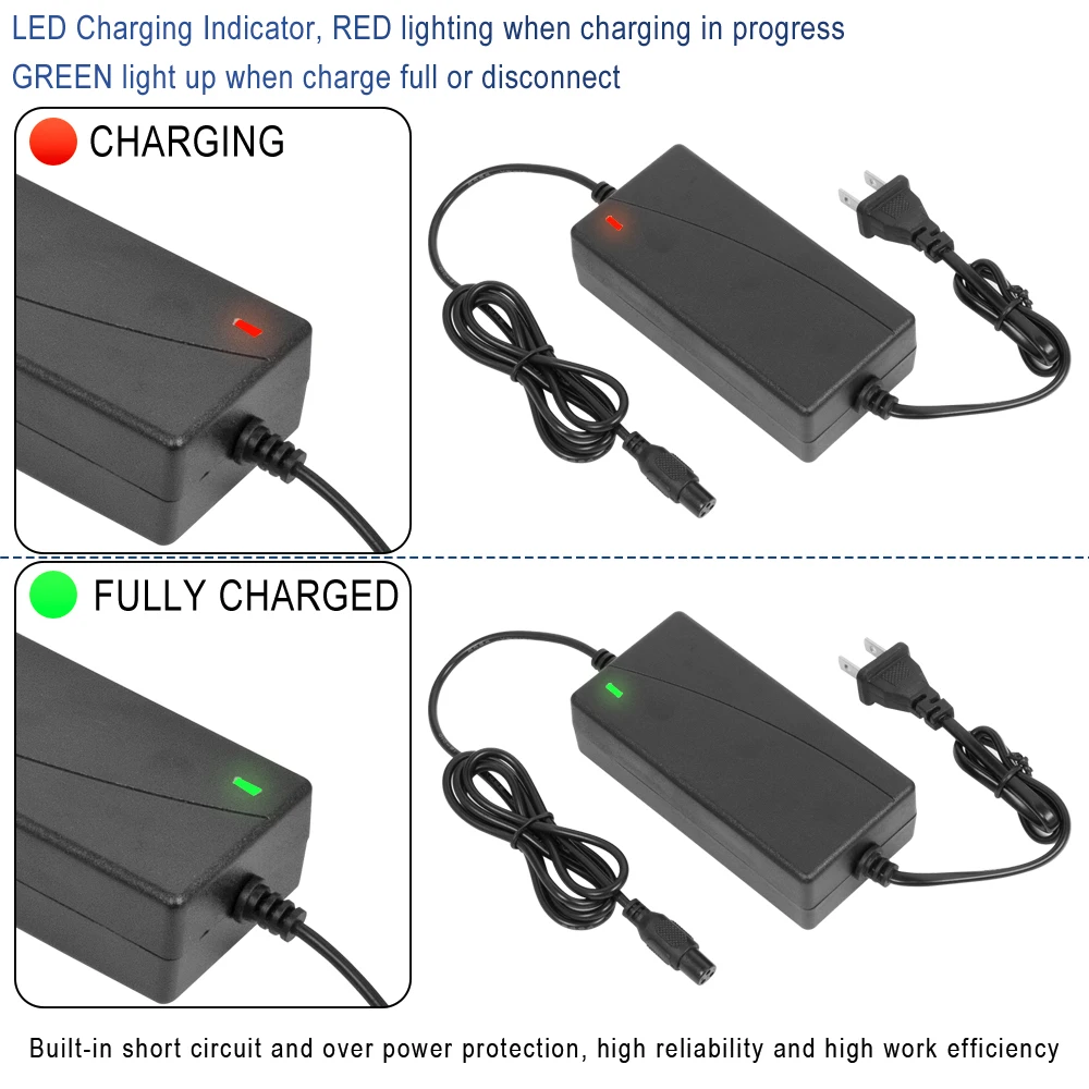 Universelles Batterieladegerät für Elektrofahrrad, Rolle, Hoverboard, selbstausgleichendes Rollerzubehör, 42 V, 2 A, Ladegerät, UK/EU/uns/AU-Stecker