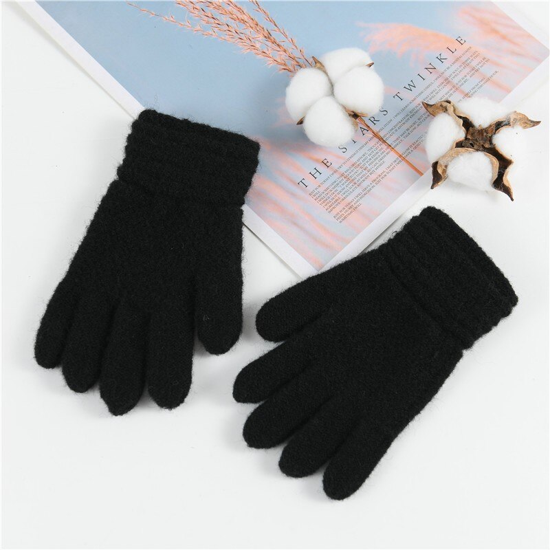Kids Gloves Baby Girls Boys Winter Warm Solid Knitted Flip Finger Mittens Holodactyly Warm Baby Gloves guantes invierno: Navy Blue