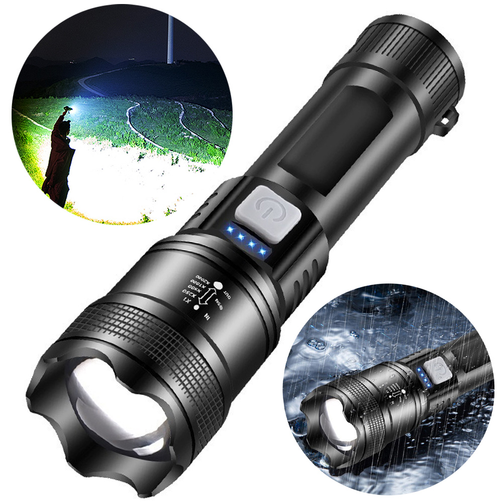 Xhp 50 håndholdt led-lommelygte 2500 mah kraftfuld led-lommelygte 300lm super klare lommelygter mobil powerbank til camping vandreture
