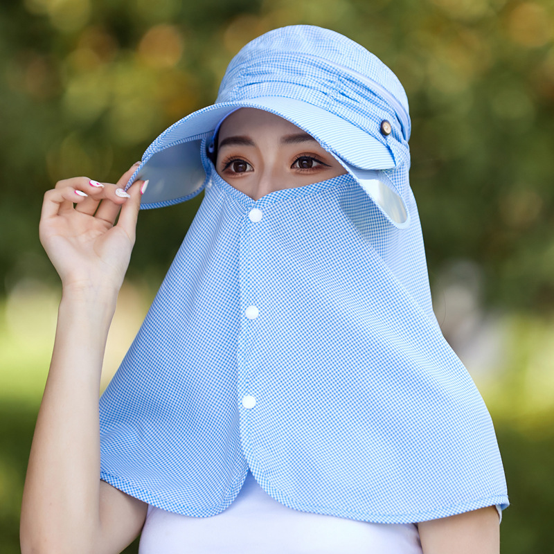 Zomer Zonnehoed Vrouwen Hoed Grote Rand Cover Gezicht Fietsen Zonnehoed Met Grote Velg Anti-Ultraviolet outdoor Fietsen Zonnehoed: Light Blue