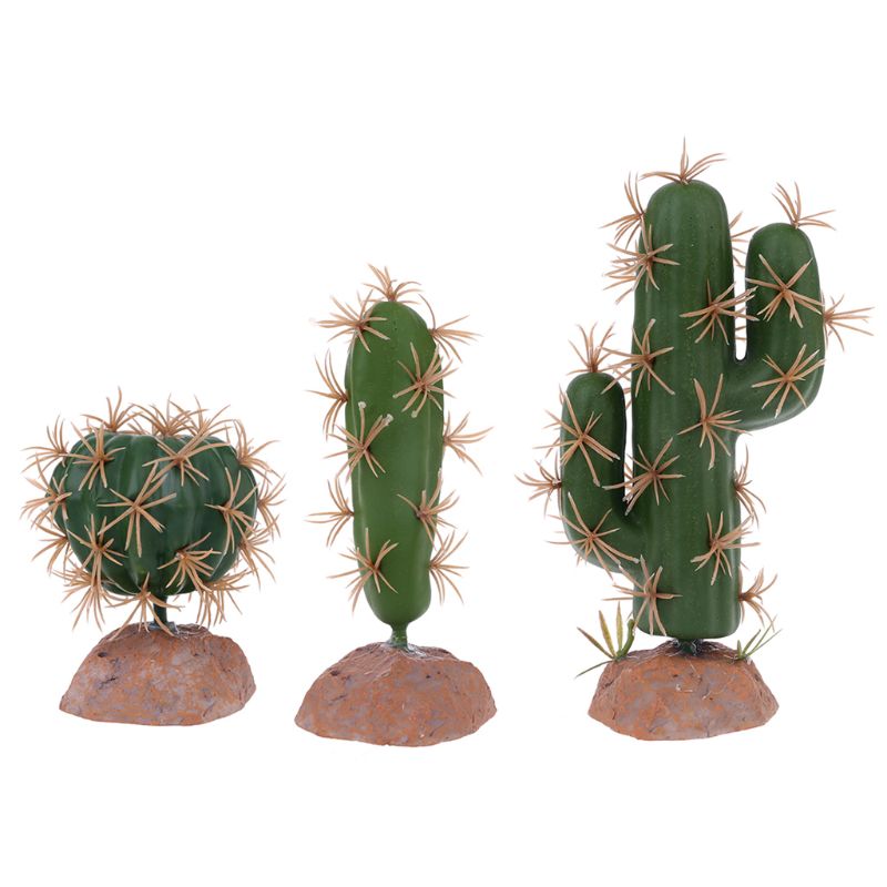 Reptiles Habitat Green Plastic Terrarium Plant for Amphibians Home Garden Ornament