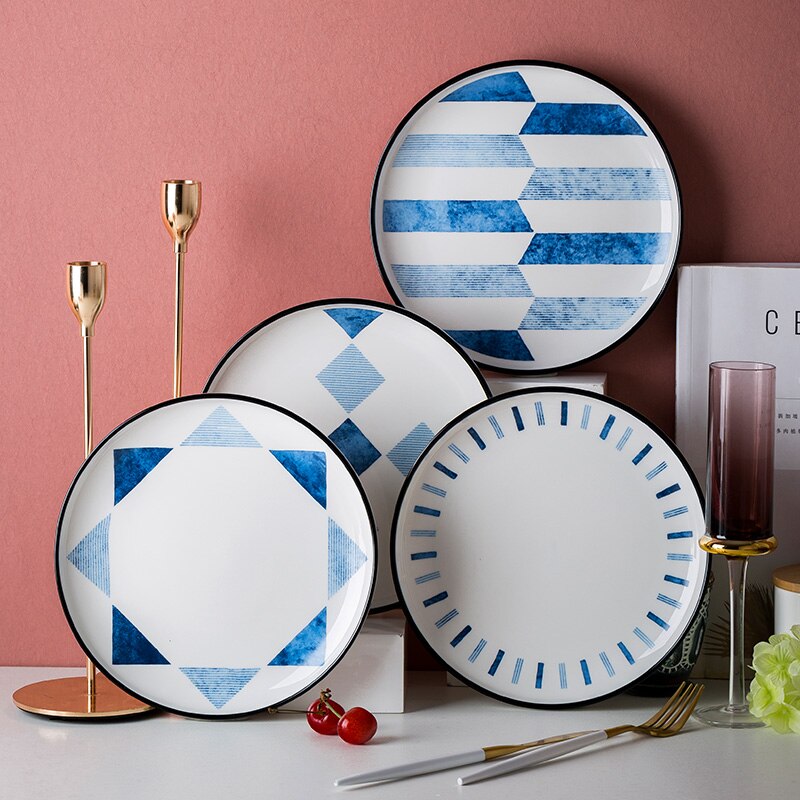 Keramisk bøf tallerken western mad rund 8 tommer gitter porcelæn flad tallerken hjem restaurant køkken service
