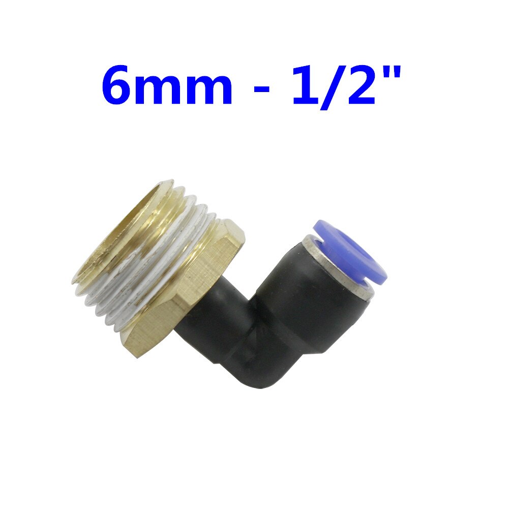 Conector de tubo neumático de aire, 10mm, 8mm, 6mm, 4mm, 12mm, OD, manguera de 1/8 &quot;, 1/4&quot;, 3/8 &quot;, 1/2&quot;, rosca macho, conectores en forma de L, accesorios de tubería: 6mm - 1I2 inch