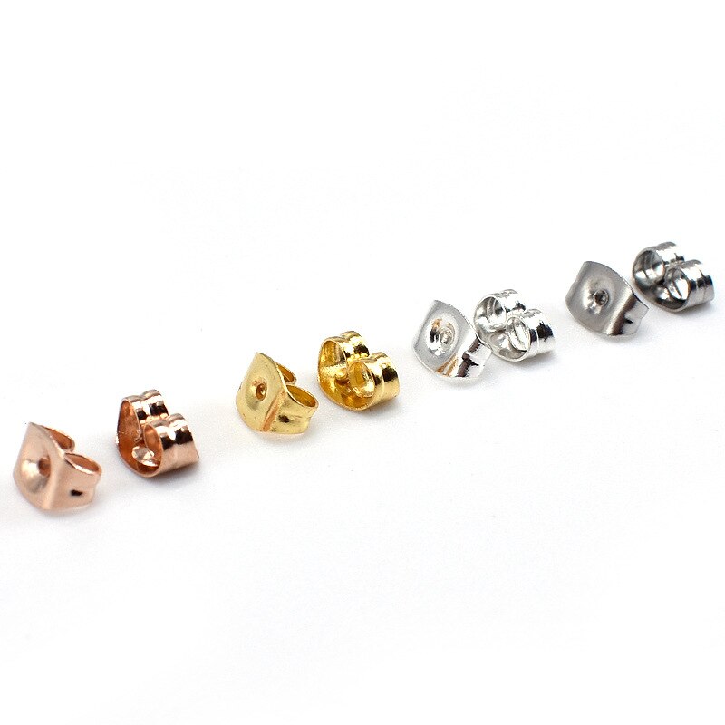 100pcs/lot 316L Stainless Steel Earring Back 6x4.5mm 5x3.5mm Gold Silver Tone Hypo-Allergenic Earring Stoppers DIY Jewelry Make