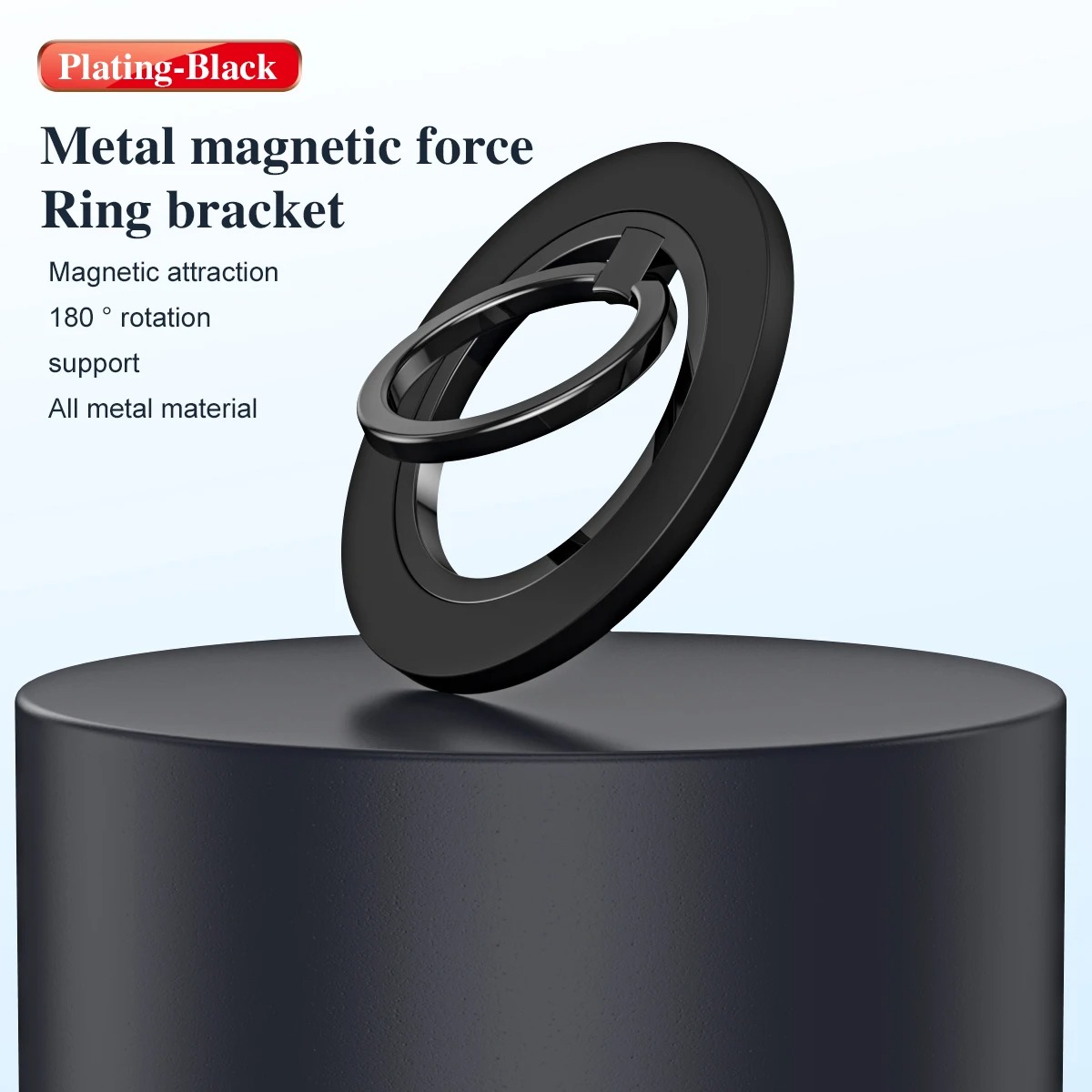 360° Magnetic Phone Ring Holder for MagSafe Kickstand Magnet Grip for iPhone 15 14 13 12 Pro Max Finger Ring Holder Stand: black