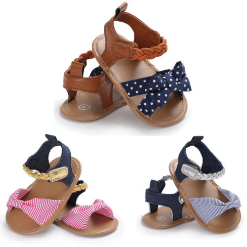 Zapatos para recién nacido, Chico, niña, sandalias de flores de verano, zapatos casuales para cuna, sandalias informales con lazo