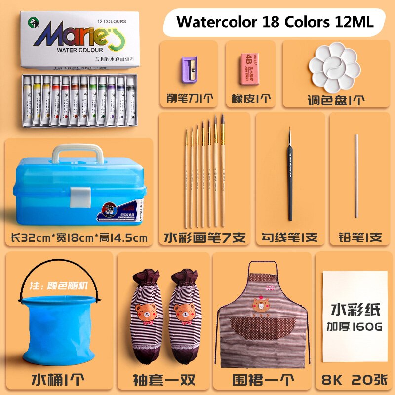 Marley Watercolor Gouache Pigment Set for Beginners Non-Toxic Washable 12/18/24/36 Colors Tubular Child Student Paint 12ml: Watercolor 12 Colors