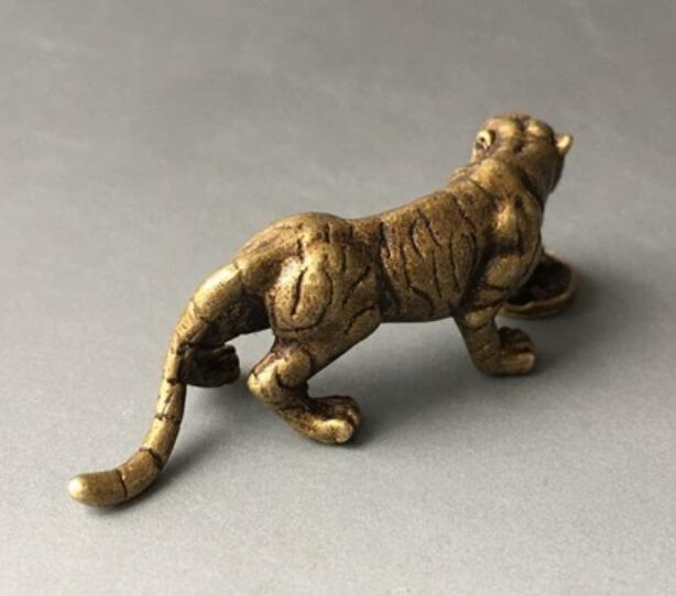 Kiinan archaize puhdas messinki tiikeri pieni patsas  #6