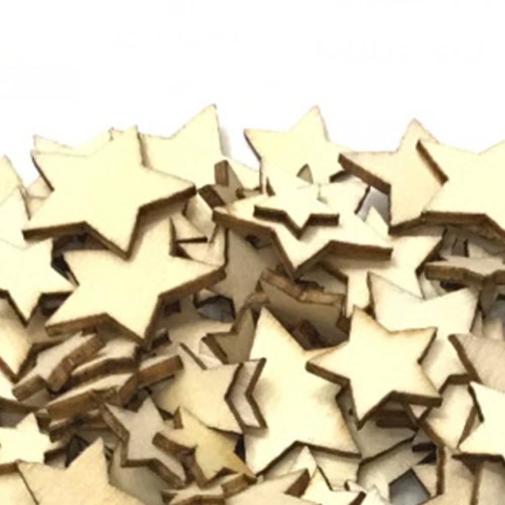 Handmade Ornaments Buttons Scrapbooking Size Mixing Light Weight Supplies Graffiti Wooden Stars DIY Crafts Embellishments