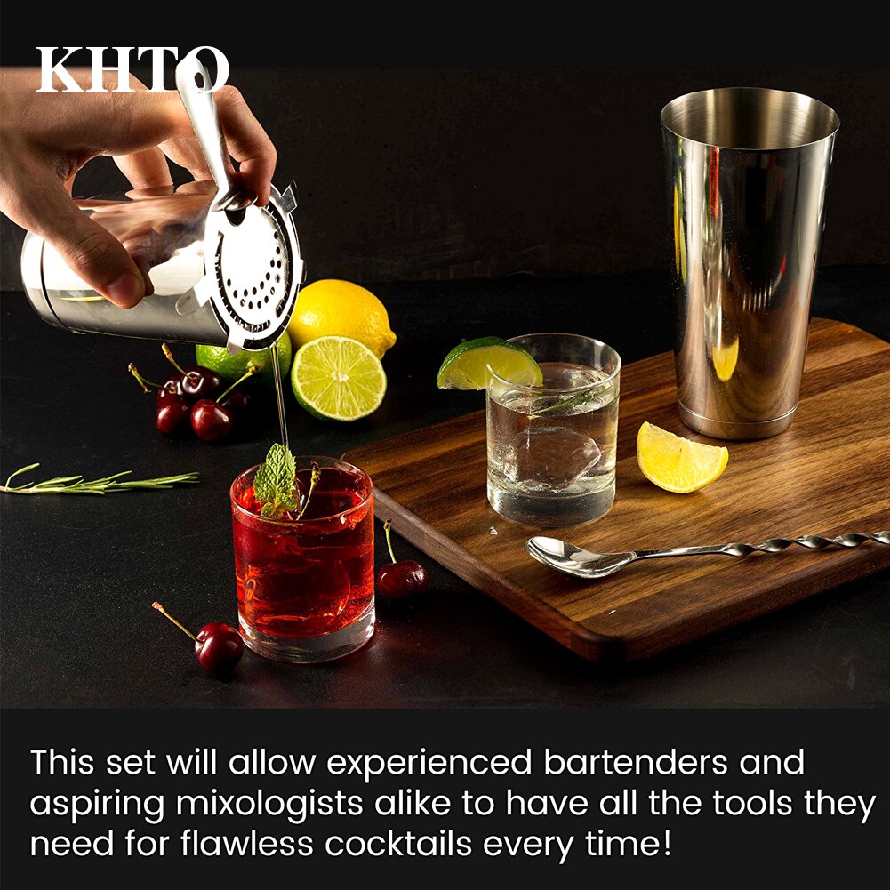 KHTO 14 stks Rvs Cocktail Set Barman Kit Rvs Shaker Mixer Drinken Wijn Gereedschap voor Cocktail