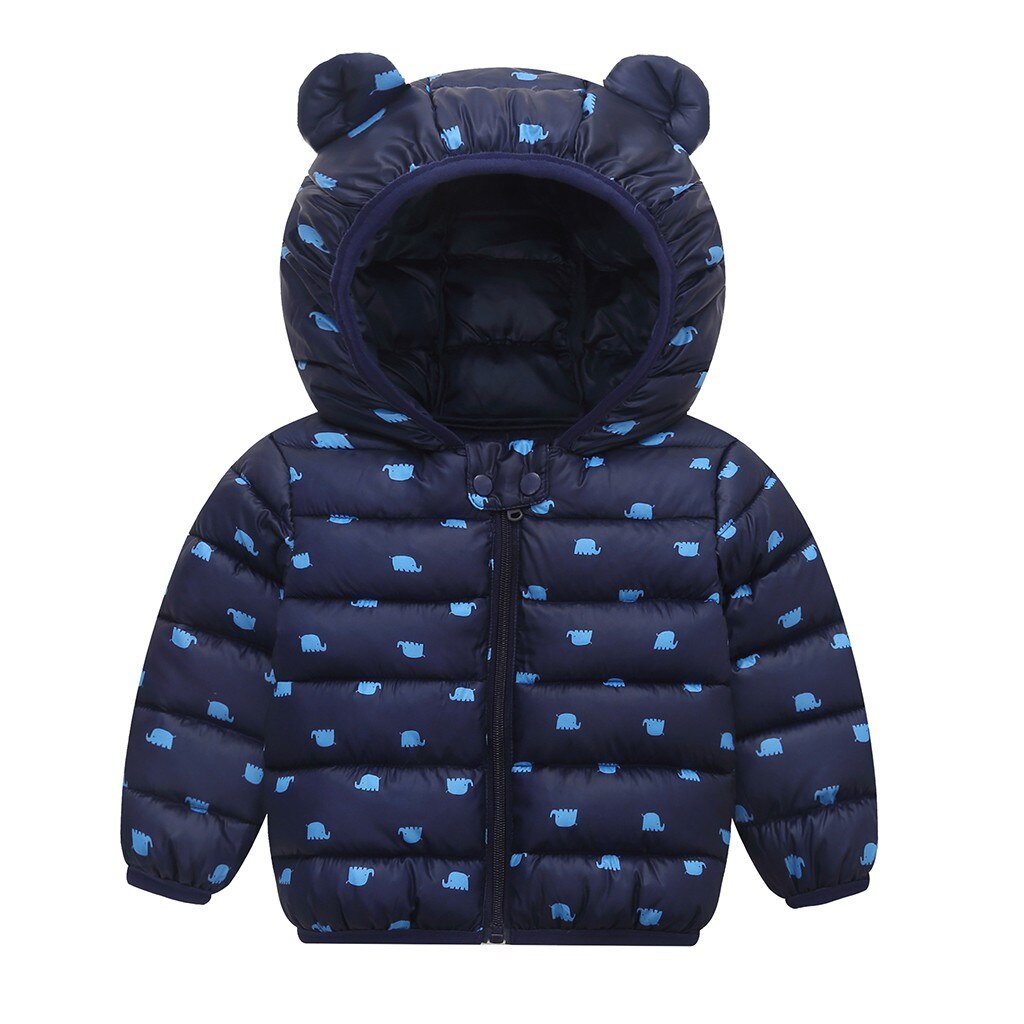 Coat For Girls Dot Print Zipper Hoodie Windbreaker For Girls Full Sleeve Hooded Winter Children'S Jackets Autumn Manteau Fille: Navy Blue / 24M