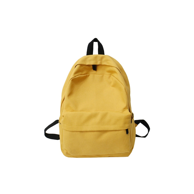 Female Canvas Backpack Women Solid Casual School Bag for Teenagers Boys Backpacks Korean Preppy Style Rucksack Mochilas Feminina: Yellow