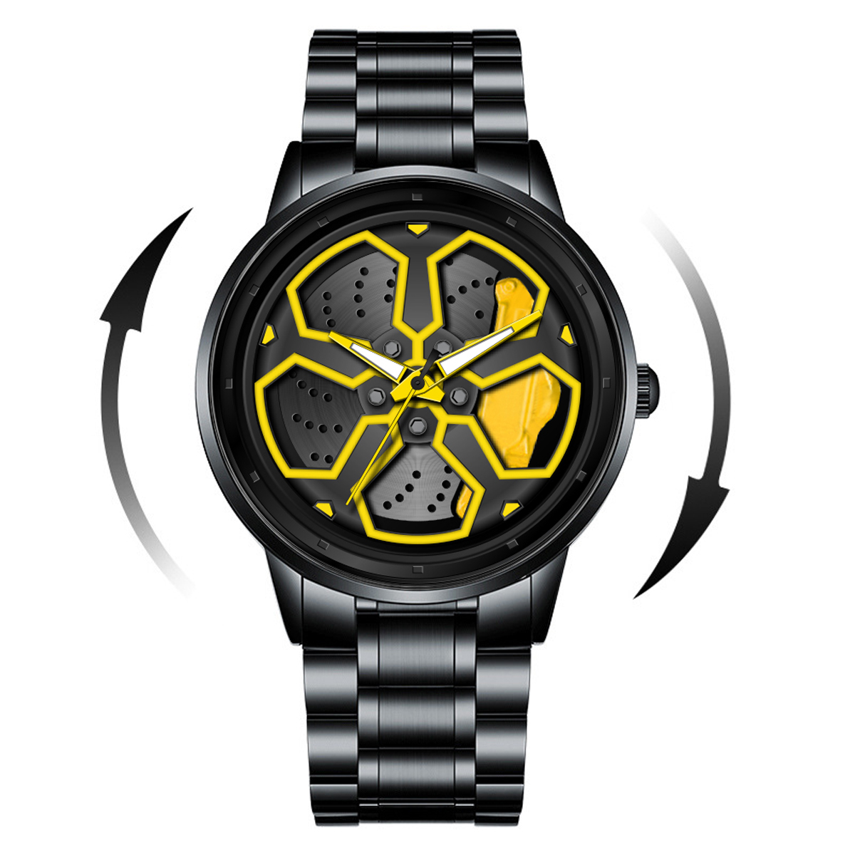 MASTOP Orologio Da Uomo Con Design Cerchione Auto – Movimento Al Quarzo, Cinturino In Acciaio, Impermeabile 3 ATM