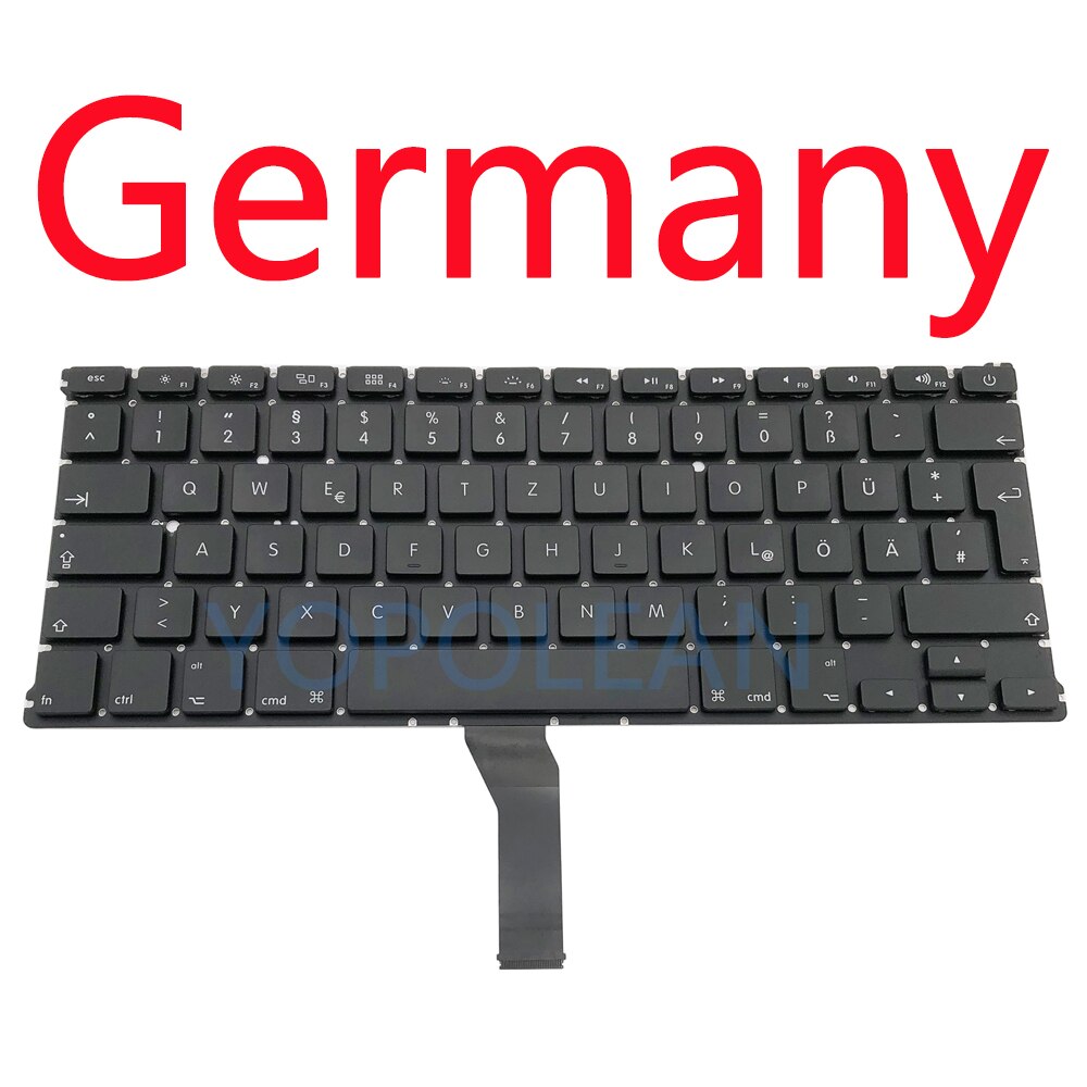 Klawiatura Zamienna US UK Rosyjski Hiszpański Francuski Niemiecki do Macbook Air 13" A1369 A1466: Niebieski
