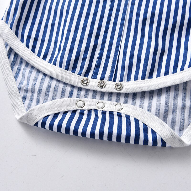 Bebê menino roupas de verão da criança menino bodysuit curto mangas compridas cavalheiro gravata borboleta camisa romper 2022 novo algodão infantil menino roupas