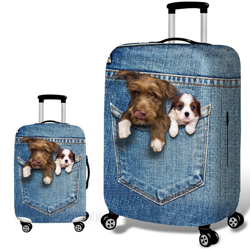 Cowboy Suitcase Case Cover 3D Cat Dog Luggage Elastic Protective Covers 18-32Inch Trolley Baggage Dust Cover Travel Accessories: B luggage cover / s