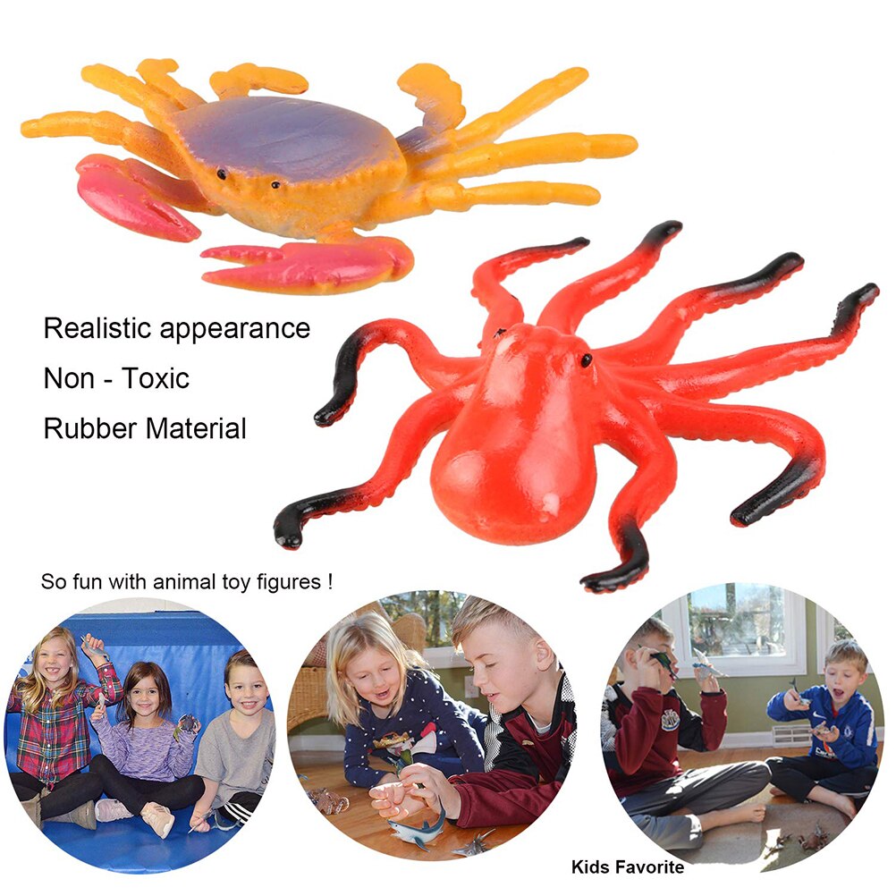 36pcs Ocean Sea Life Model Underwater World Realistic Plastic Marine Toy Figure Aquarium Accessories Marine Animals bath toy