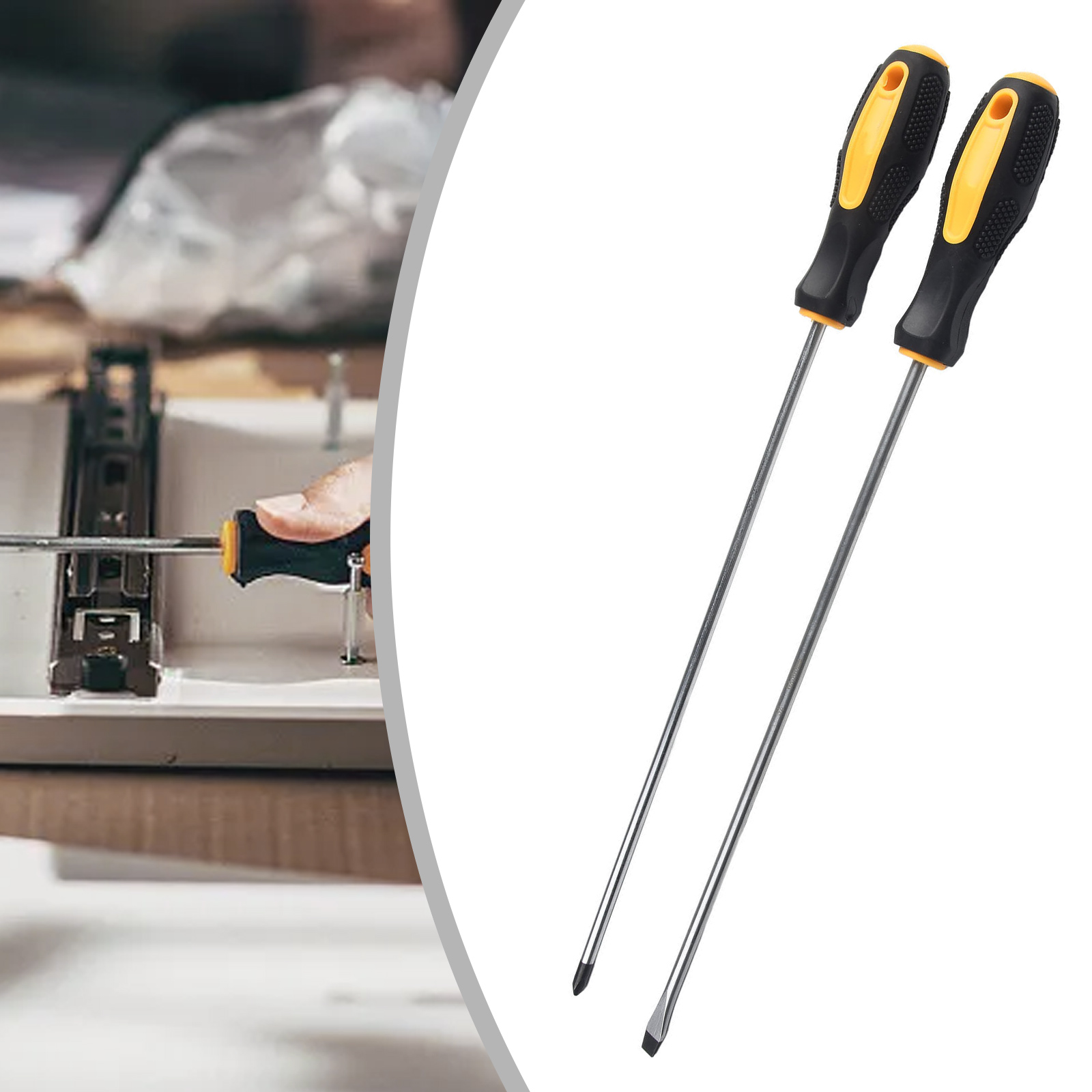 Verlengde schroevendraaier Lange gleufkruisschroevendraaier Rubberen handgreep 410 mm Multifunctionele magnetische elektrische schroevendraaiergereedschappen