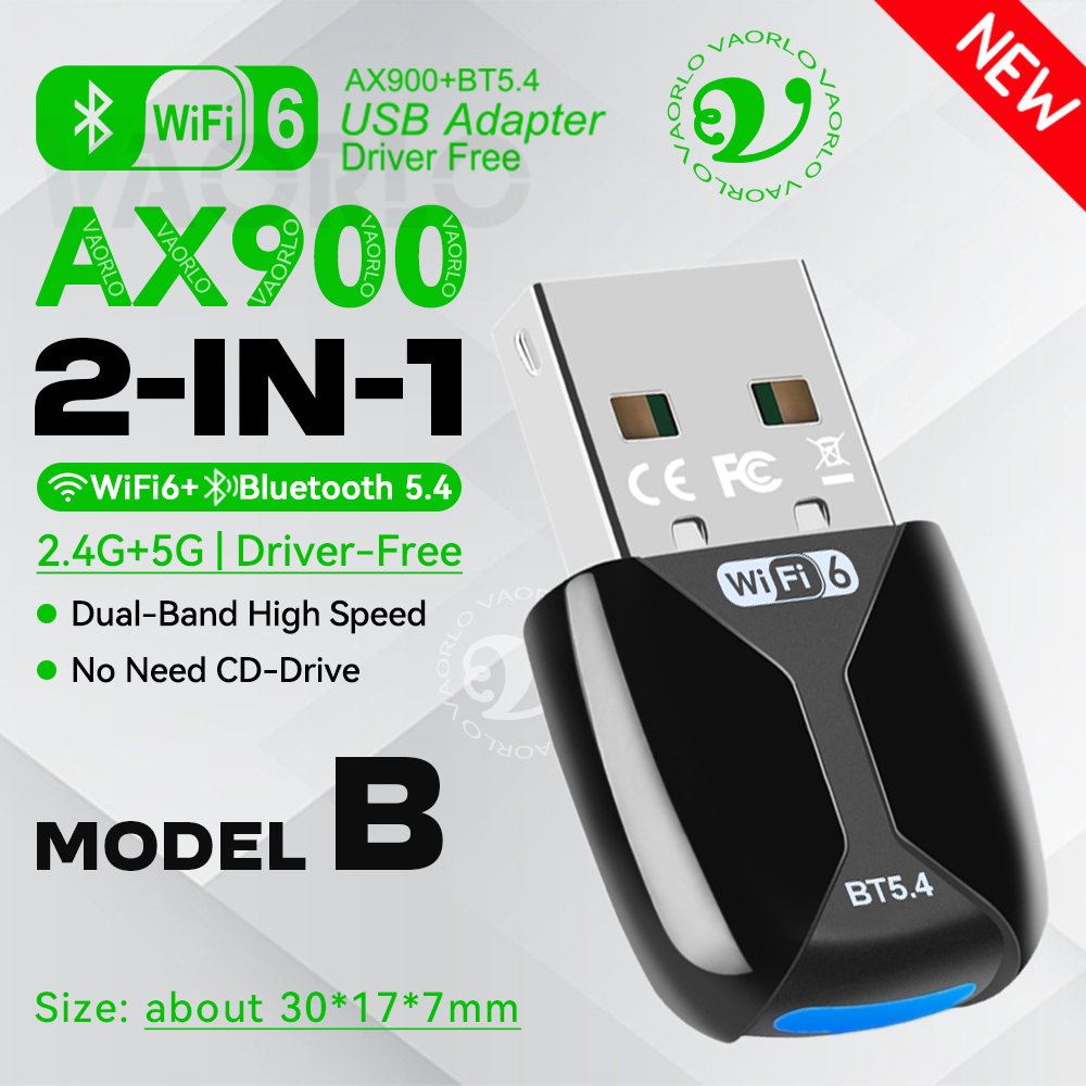 AX900 WIFI6 USB-Adapter 2-in-1 Bluetooth 5.4 Dualband 2,4 G und 5 GHz 900 Mbit/s WiFi 6 802.11AX Hochgeschwindigkeits-Mini-WLAN-Netzwerkkarte Empfänger-Dongle für PC-Laptop Sieg 10/11 Treiber kostenlos: Schwarz