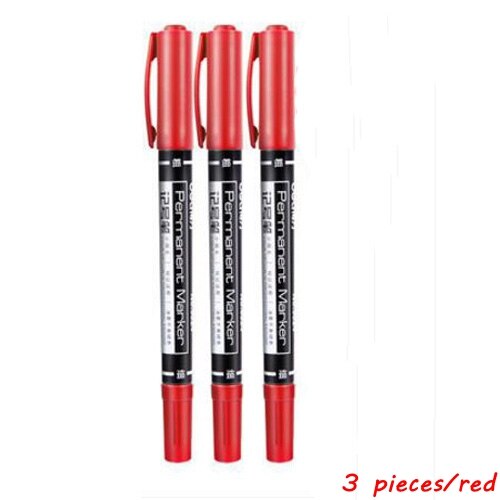 Fineliner-rotuladores de doble punta para dibujo de neumáticos, marcador permanente de secado rápido para tela de metal, , 0,5/1mm, 3 unidades: 3 pieces red
