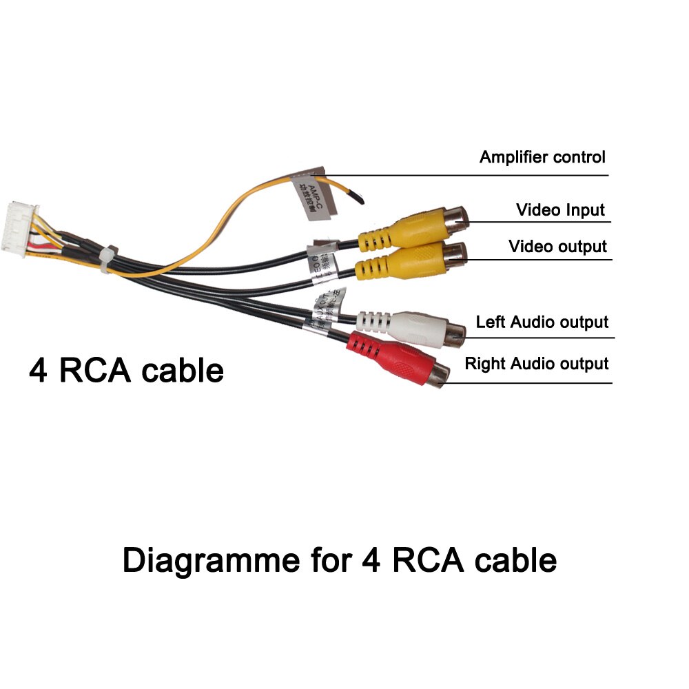 HANGXIAN 20 Pin Plug Auto Stereo Radio RCA Uitgang AUX Kabelboom Bedrading Connector Adapter subwoofer kabel met 4G SIM card slot: 4 RCA Cable