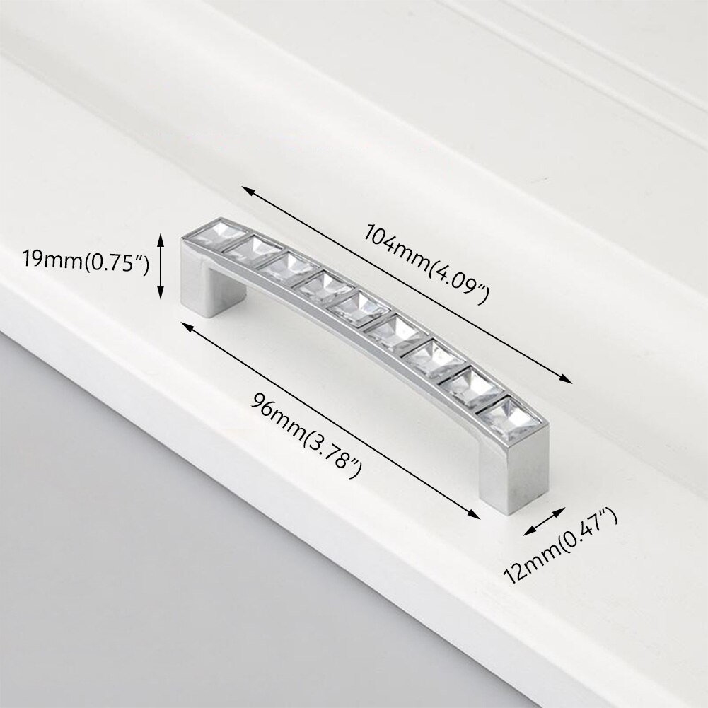 Crystal Glass Knobs Cabinet Handles Silver Crystal Cupboard Pulls Drawer Knobs Kitchen Furniture Handle Hardware: 96mm