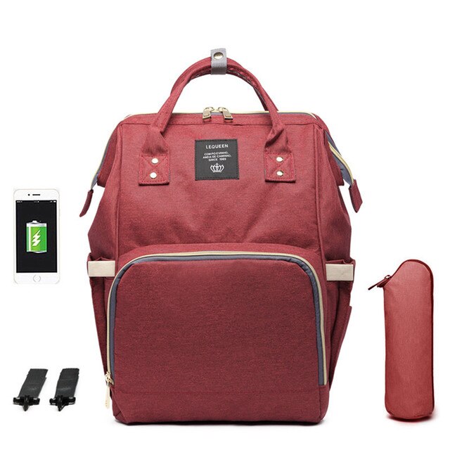 Diaper Bag Backpack Lequeen Large Baby Bag with Changing Pad Travel Back pack Built in USB Waterproof Maternity Bag: 5