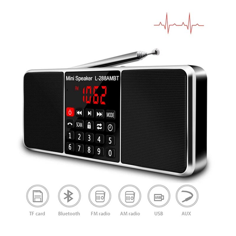 Lefon Digitales tragbares Radio AM FM Bluetooth-Lautsprecher Stereo-MP3-Player TF SD-Karte USB-Laufwerk Freisprechanruf wiederaufladbare Lautsprecher