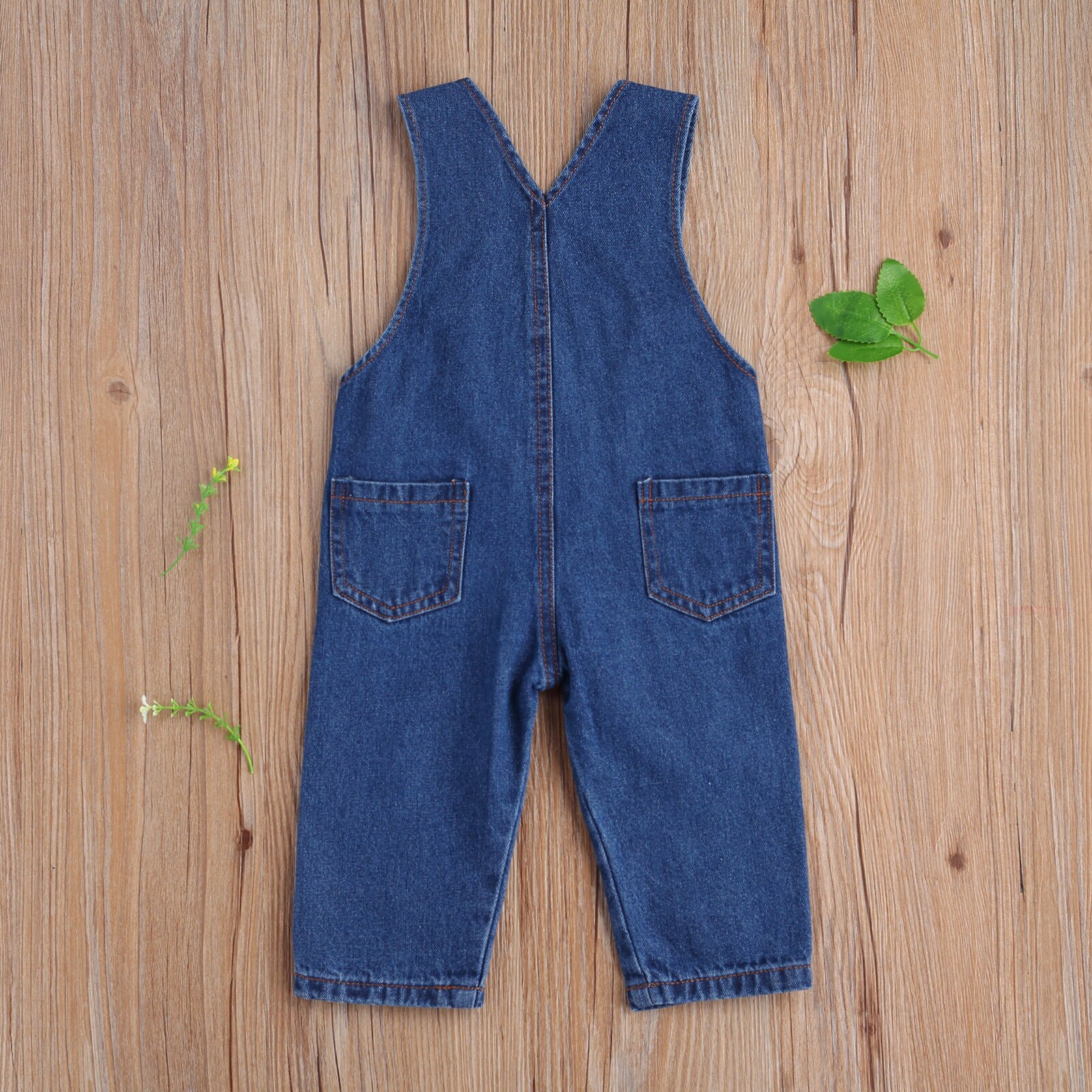 Citgeett Spring Autumn 0-12M Todder Baby Boy Girl Hearts Print Denim Suspender Pants Pockets Jeans Buttons Trousers 2 Colors