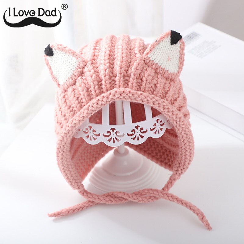 Cartoon Oren Baby Hoed Cap Winter Warm Gebreide Baby Jongens Meisjes Hoed Met Vetersluiting Kids Hoed Motorkap Kinderen Caps Beanie