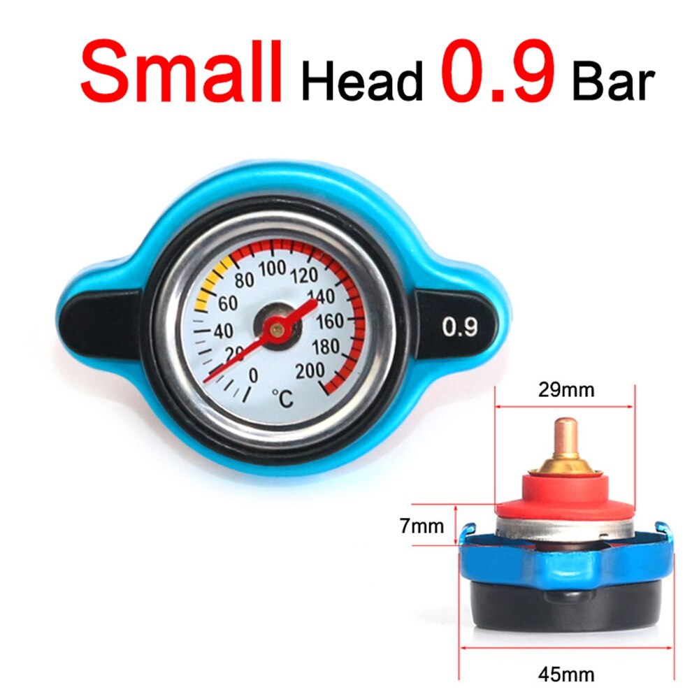 Calibrador termostático para coche, tapa de radiador, cubierta de tanque, medidor de temperatura del agua, utilidad, barra de seguridad, cabezal pequeño/grande, 0,9 Bar/1,1 Bar/1,3 Bar: small 0.9